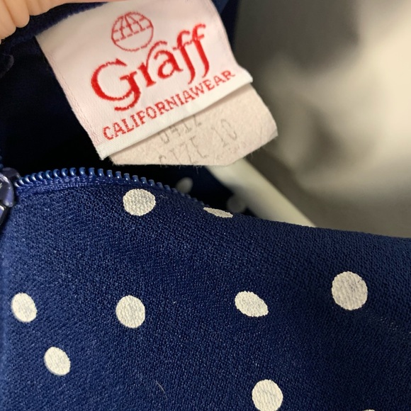 Vintage Navy Polka Dot Blouse - Picture 6 of 7